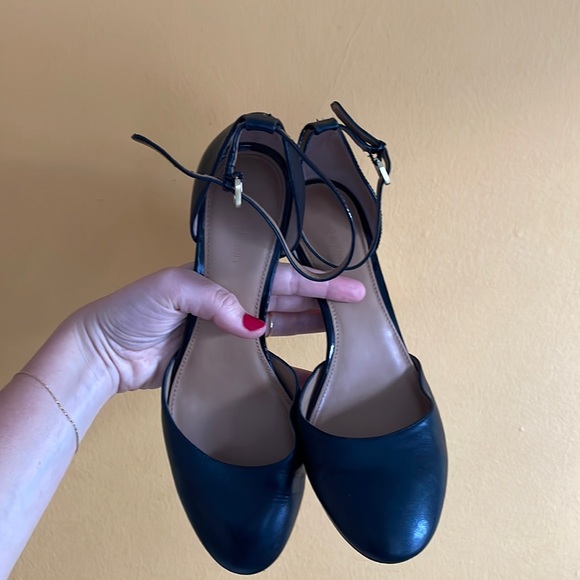 Calvin Klein black leather ankle strap block heels - Picture 6 of 12